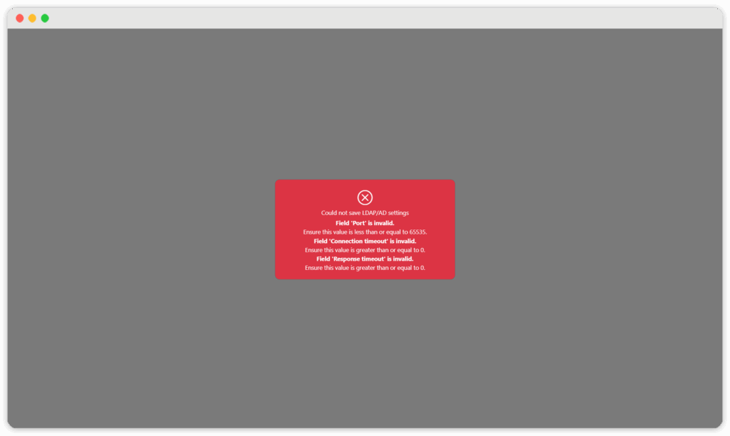 error dialog
